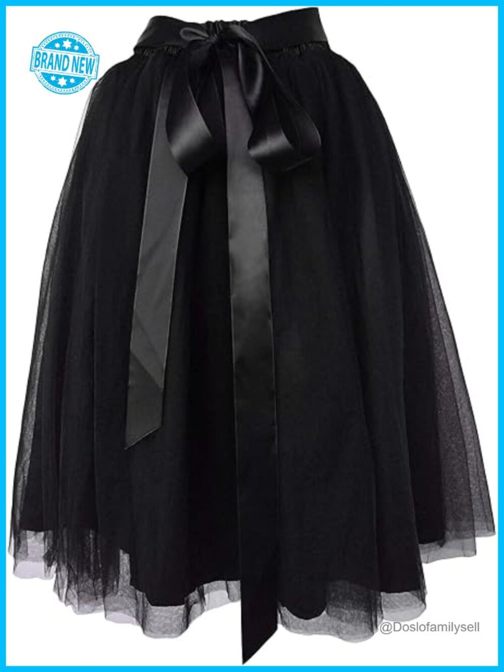 A-Line Tulle Skirt Tutu Knee Length Elastic Waist Satin Lining
